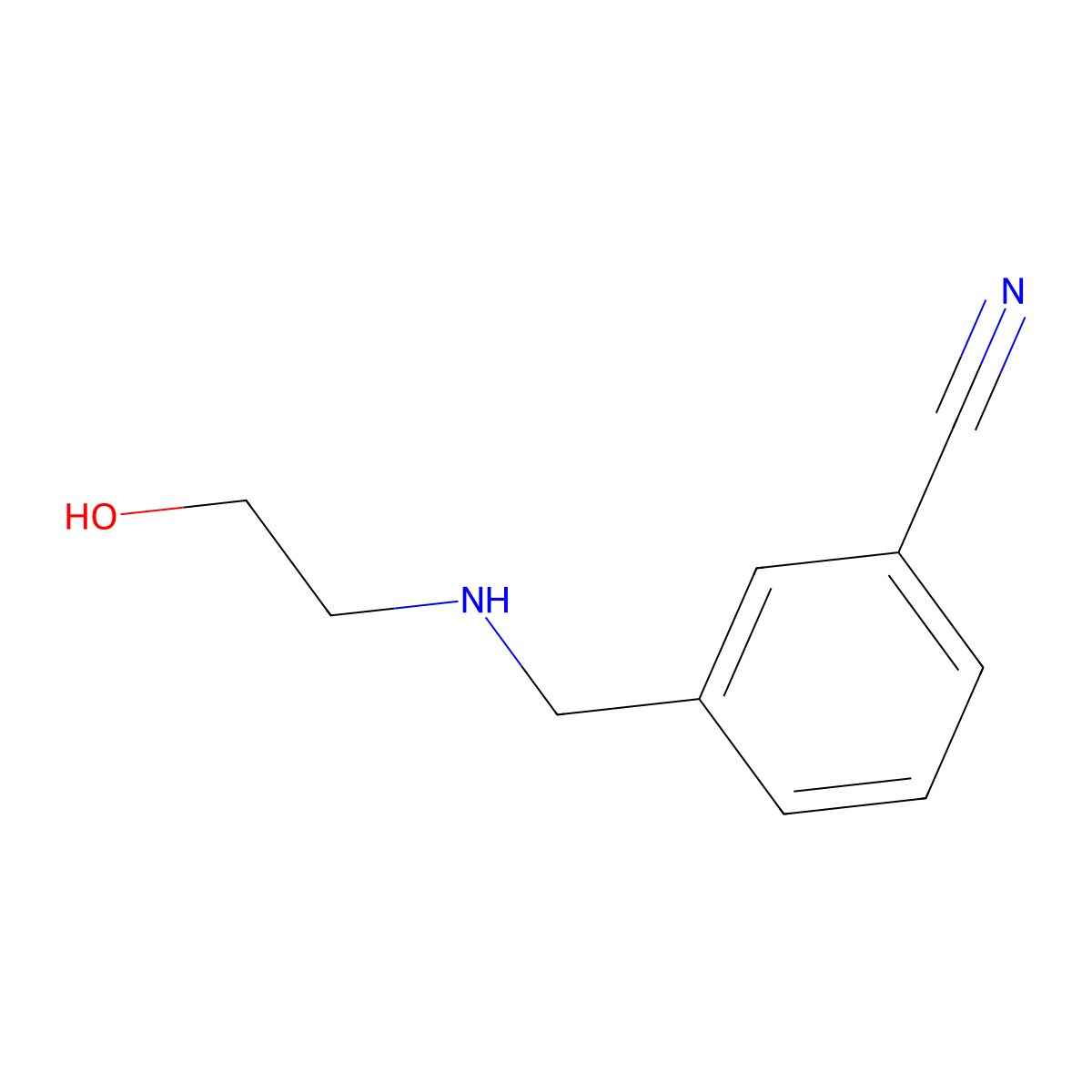 3-(((2-Hydroxyethyl)amino)methyl)benzonitrile molecular structure, CAS 1039834-76-8