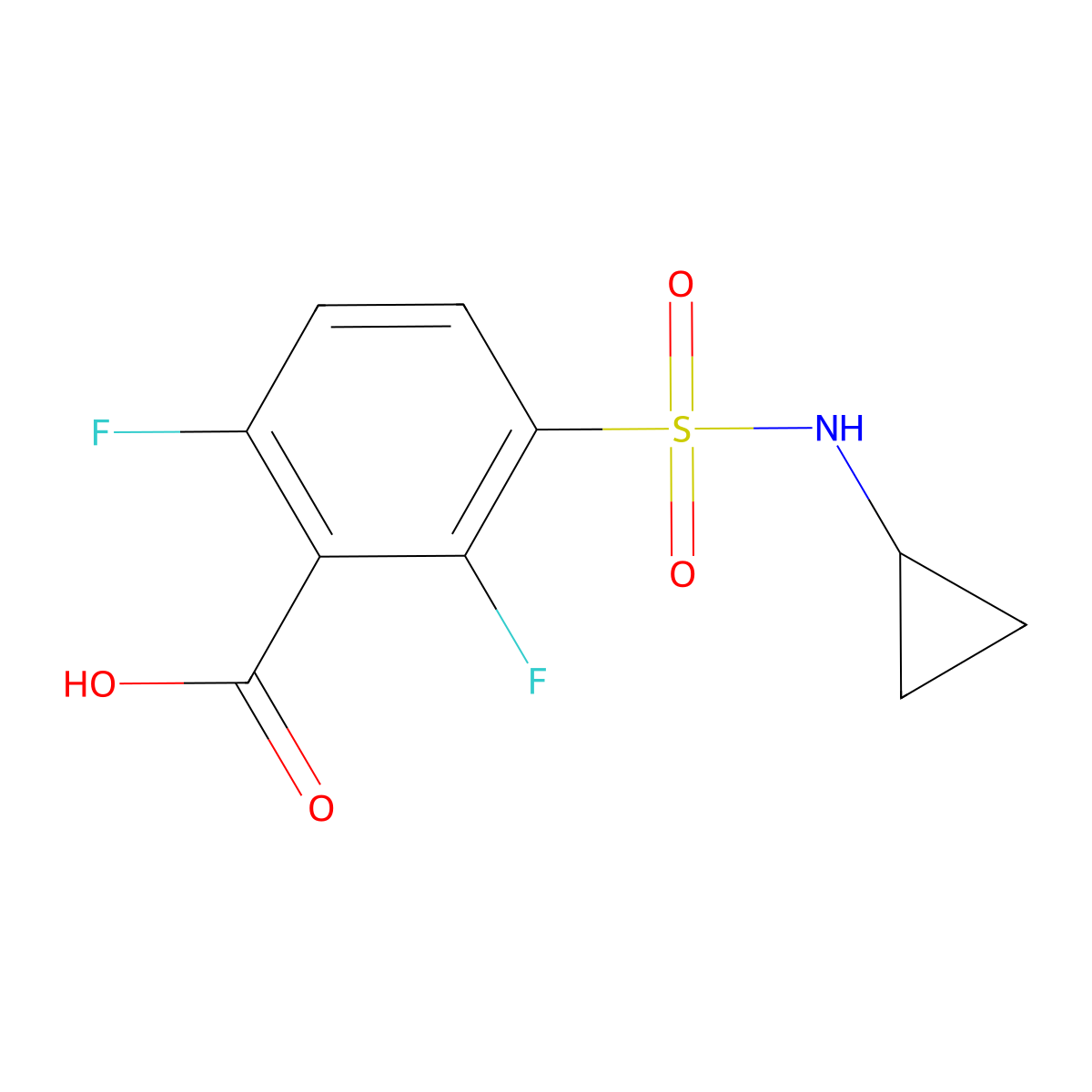 3-(Cyclopropylsulfamoyl)-2,6-difluorobenzoic acid molecular structure, CAS 1039836-00-4