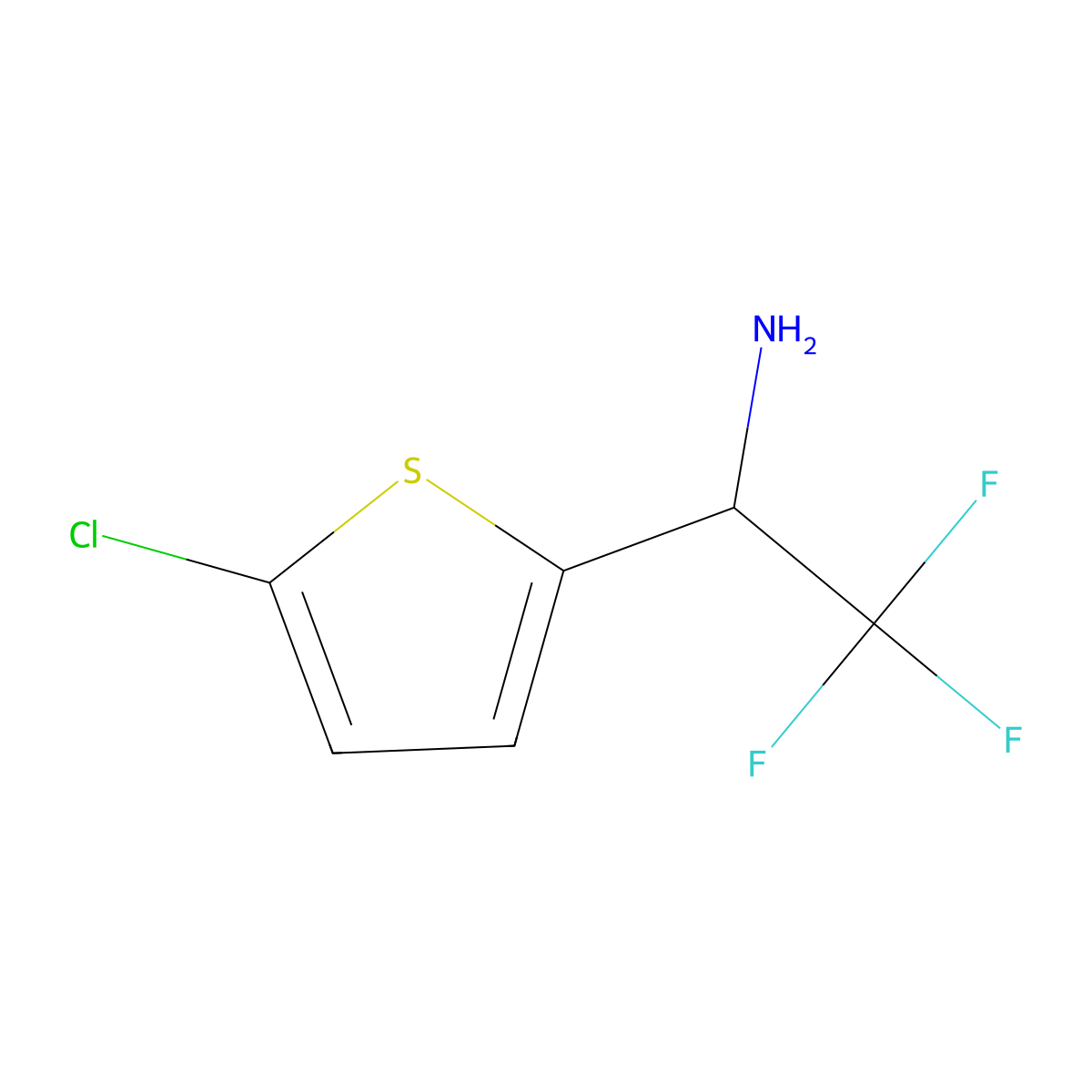 1-(5-Chlorothiophen-2-yl)-2,2,2-trifluoroethan-1-amine molecular structure, CAS 1039837-54-1