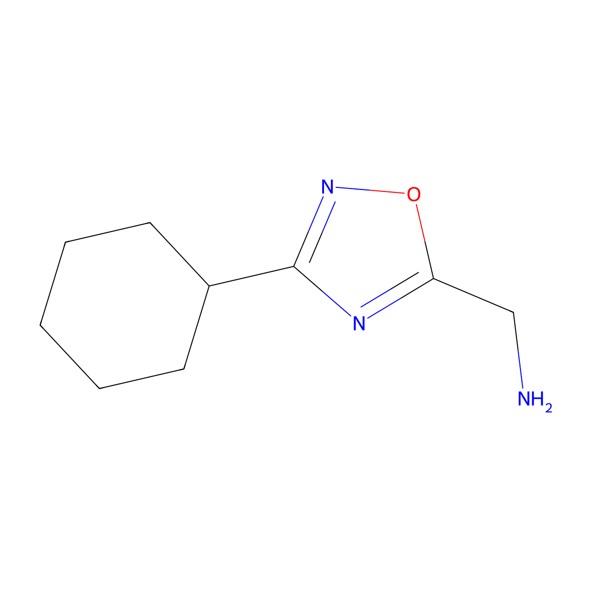 1-(3-Cyclohexyl-1,2,4-oxadiazol-5-yl)methanamine molecular structure, CAS 1039837-72-3