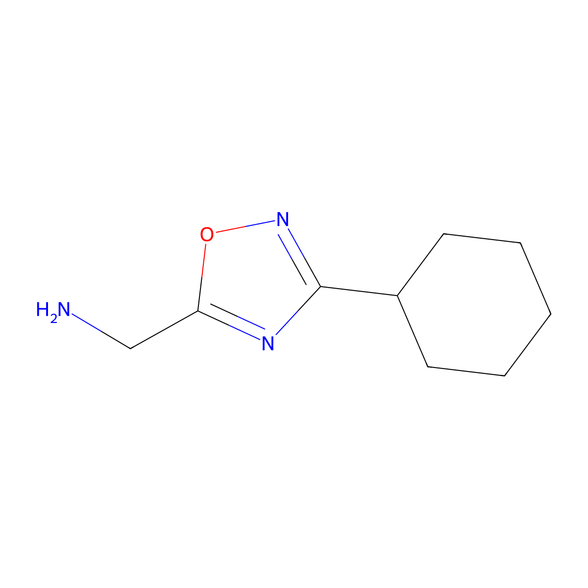 1-(3-Cyclohexyl-1,2,4-oxadiazol-5-yl)methanamine molecular structure, CAS 1039837-72-3