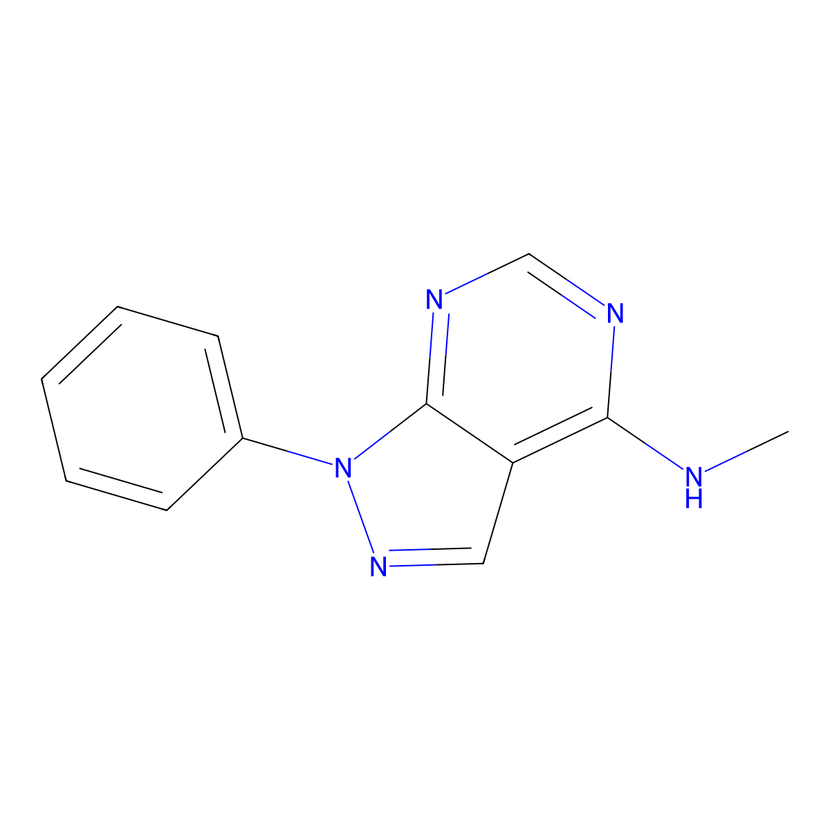 N-methyl-1-phenyl-1H-pyrazolo[3,4-d]pyrimidin-4-amine molecular structure, CAS 103984-27-6
