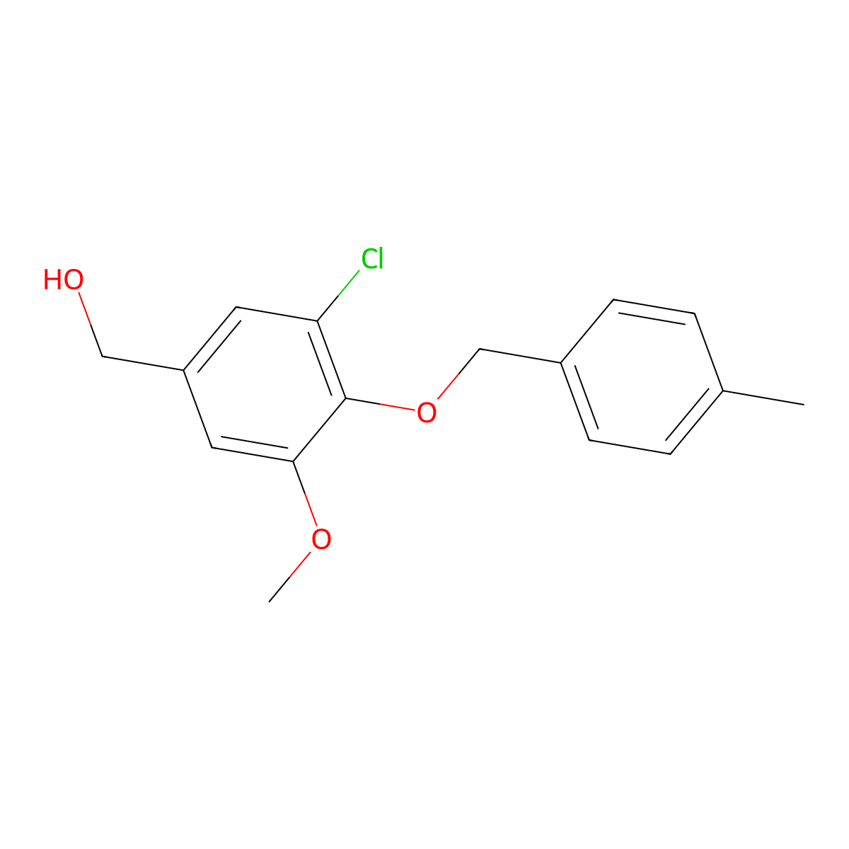 (3-Chloro-5-methoxy-4-((4-methylbenzyl)oxy)phenyl)methanol molecular structure, CAS 1039845-17-4
