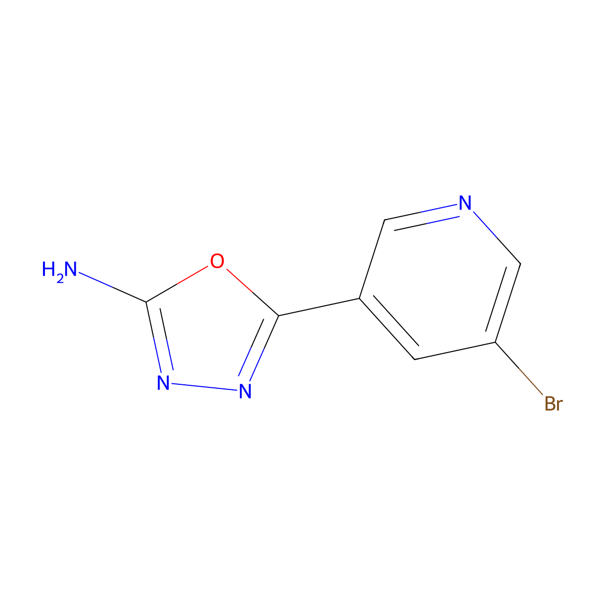 5-(5-Bromopyridin-3-yl)-1,3,4-oxadiazol-2-amine molecular structure, CAS 1039851-68-7