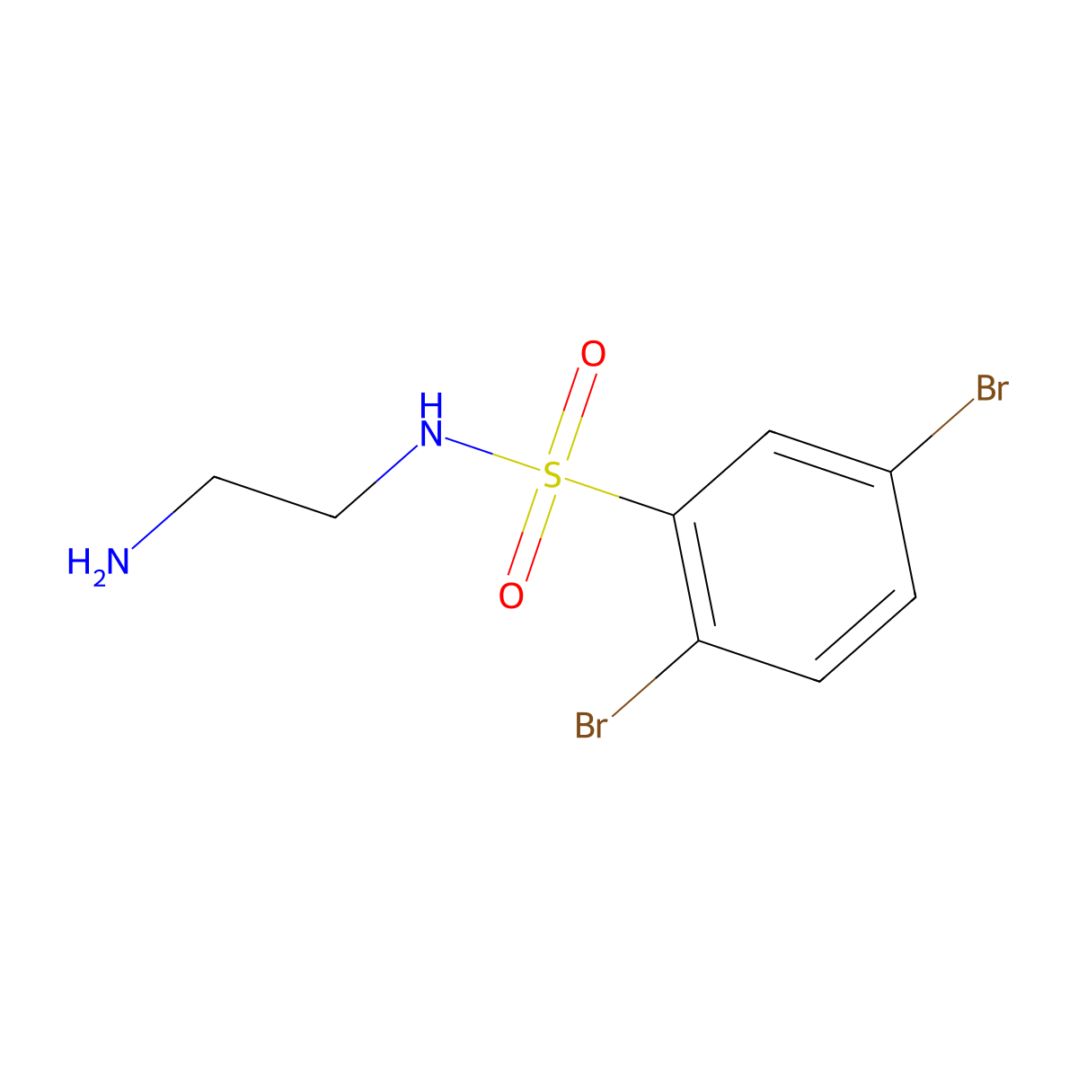 N-(2-aminoethyl)-2,5-dibromobenzene-1-sulfonamide molecular structure, CAS 1039858-71-3
