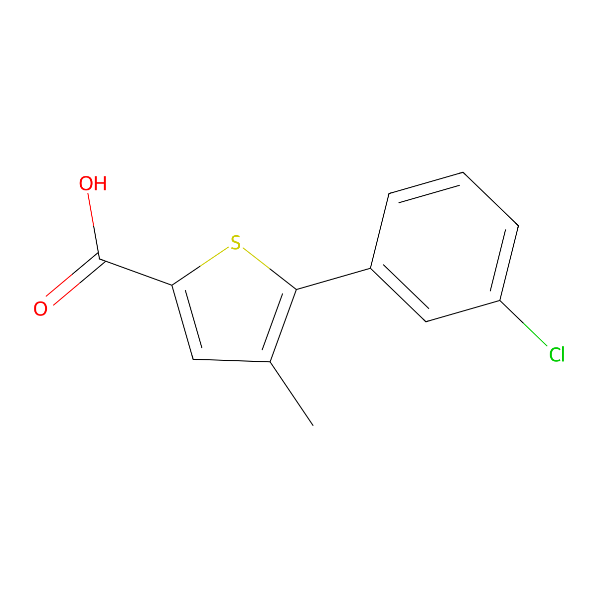 5-(3-Chlorophenyl)-4-methylthiophene-2-carboxylic acid molecular structure, CAS 1039859-49-8