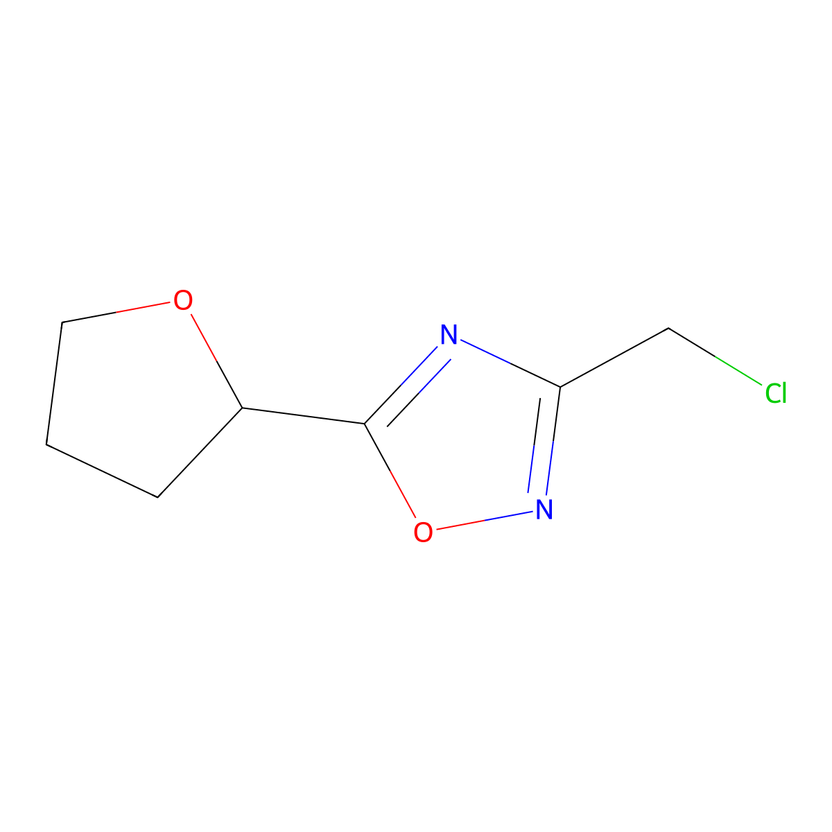 3-(Chloromethyl)-5-(tetrahydro-2-furanyl)-1,2,4-oxadiazole molecular structure, CAS 1039860-29-1