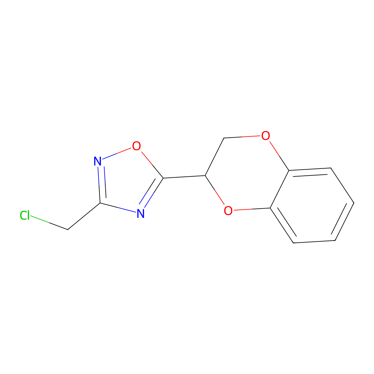 3-(Chloromethyl)-5-(2,3-dihydro-1,4-benzodioxin-2-yl)-1,2,4-oxadiazole molecular structure, CAS 1039860-69-9