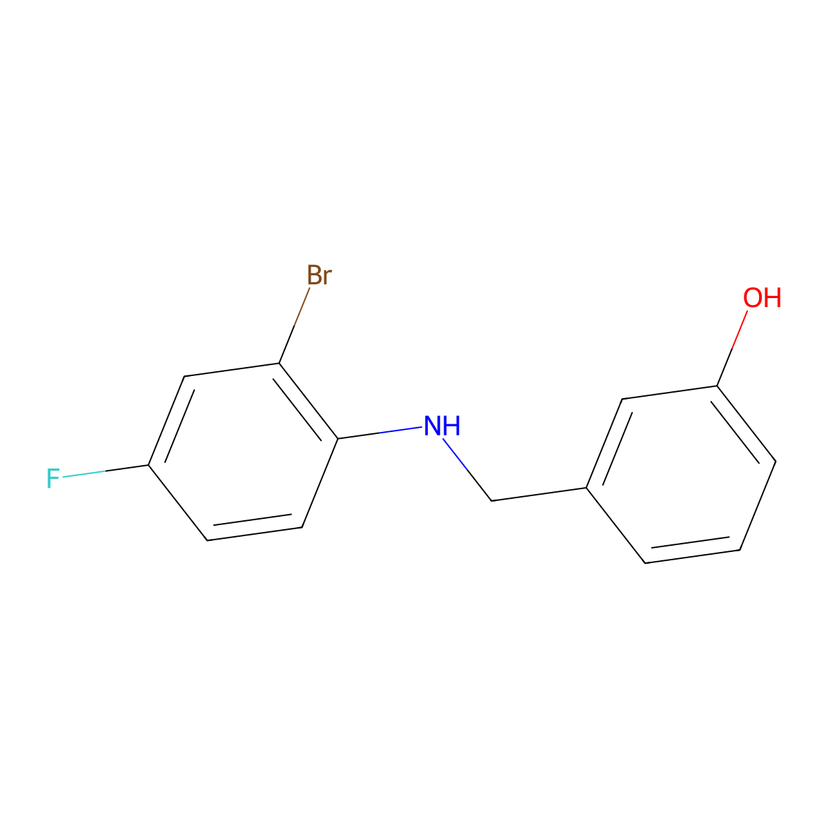 3-(((2-Bromo-4-fluorophenyl)amino)methyl)phenol molecular structure, CAS 1039874-24-2