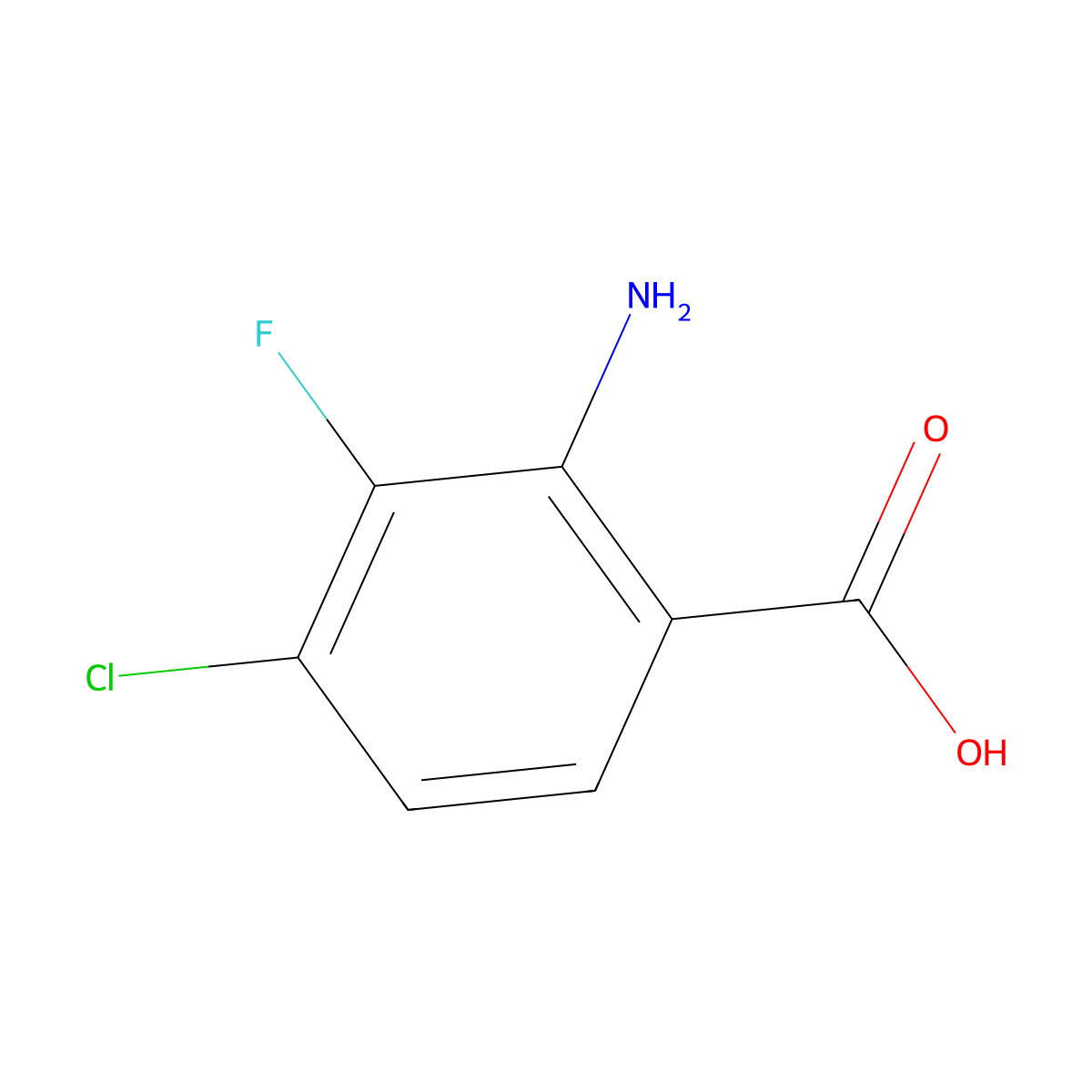 2-Amino-4-chloro-3-fluorobenzoic acid molecular structure, CAS 1039878-71-1
