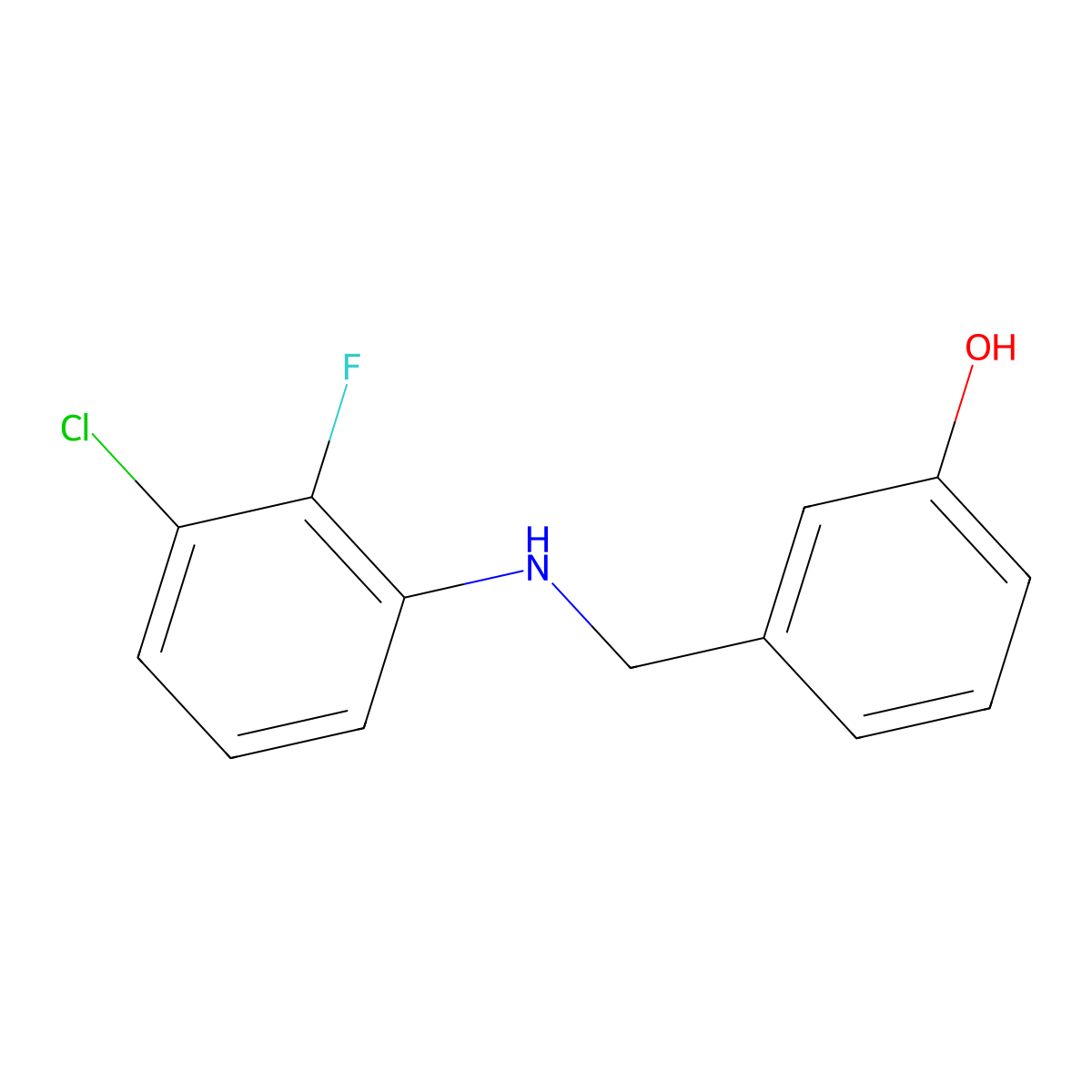 3-[(3-Chloro-2-fluoroanilino)methyl]phenol molecular structure, CAS 1039878-73-3