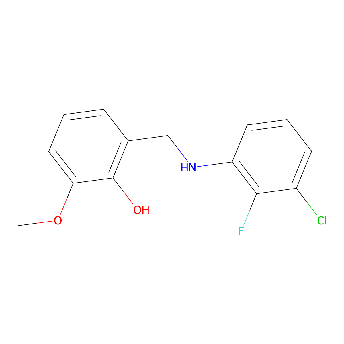 2-{[(3-Chloro-2-fluorophenyl)amino]methyl}-6-methoxyphenol molecular structure, CAS 1039879-98-5