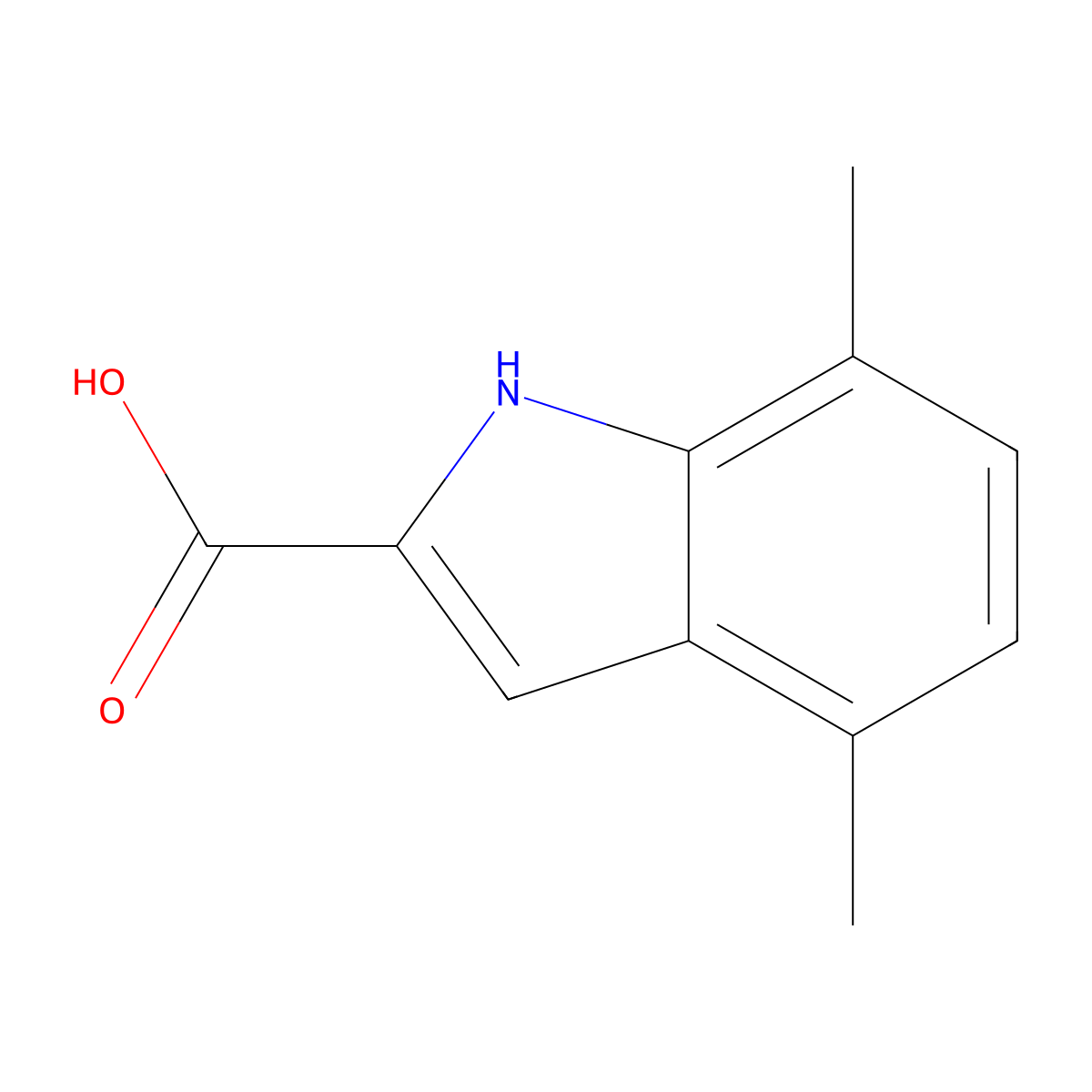 4,7-dimethyl-1H-indole-2-carboxylic Acid molecular structure, CAS 103988-96-1