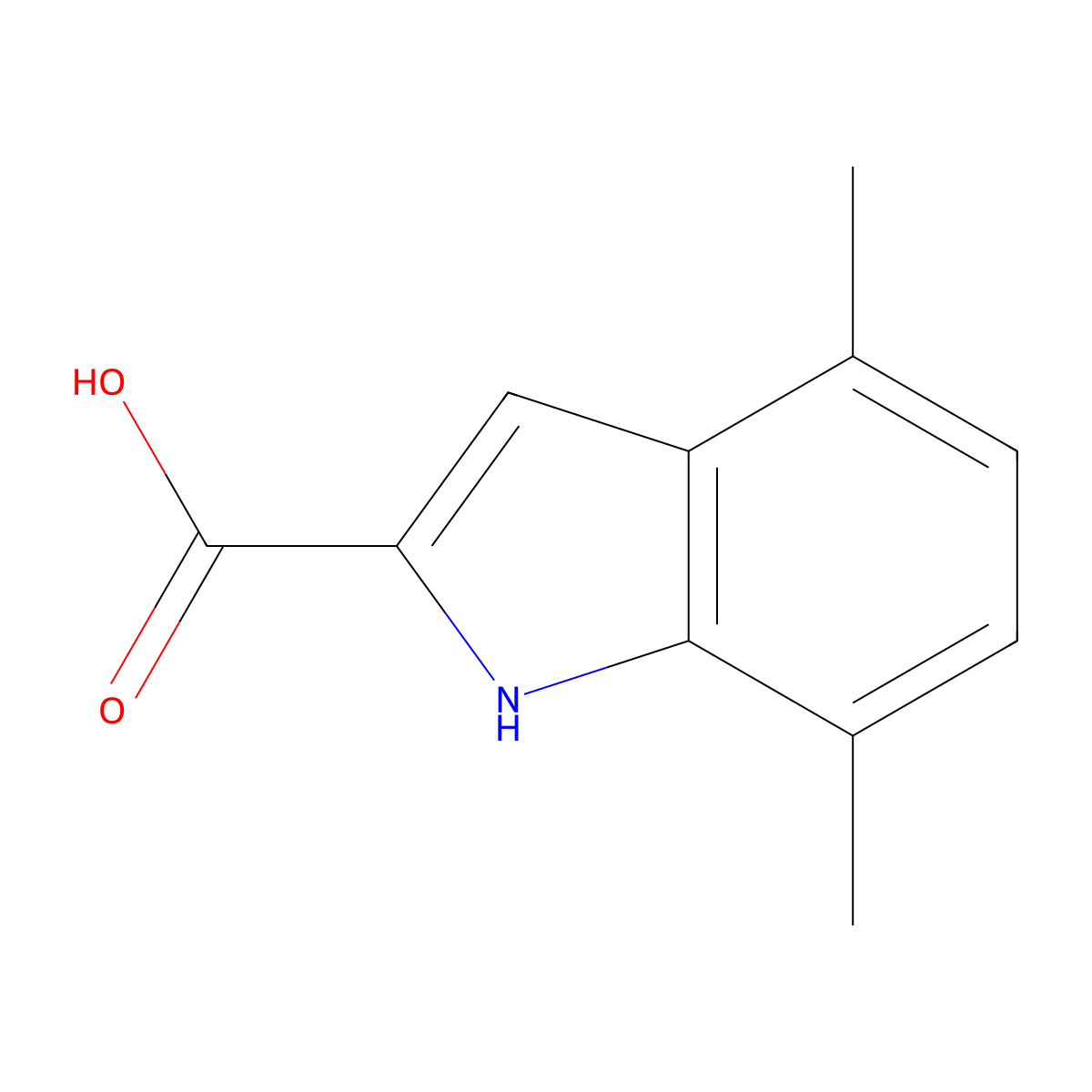 4,7-dimethyl-1H-indole-2-carboxylic Acid molecular structure, CAS 103988-96-1
