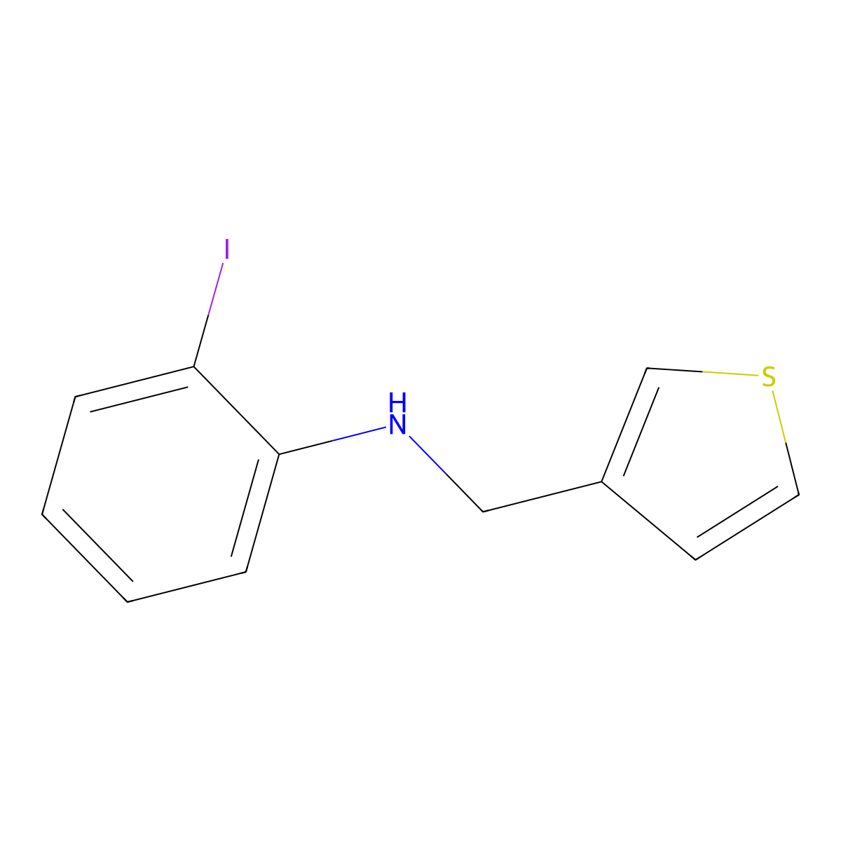 2-iodo-N-(thiophen-3-ylmethyl)aniline molecular structure, CAS 1039884-87-1