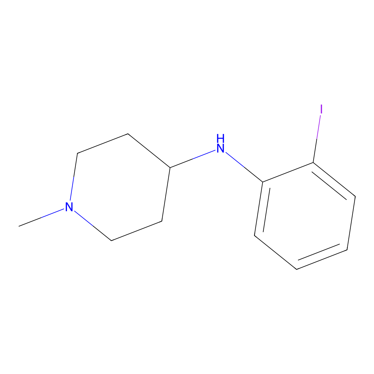 N-(2-iodophenyl)-1-methylpiperidin-4-amine molecular structure, CAS 1039885-27-2