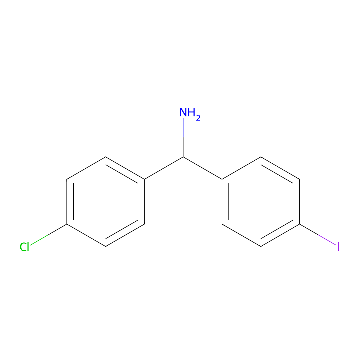 (4-Chlorophenyl)(4-iodophenyl)methanamine molecular structure, CAS 1039888-08-8