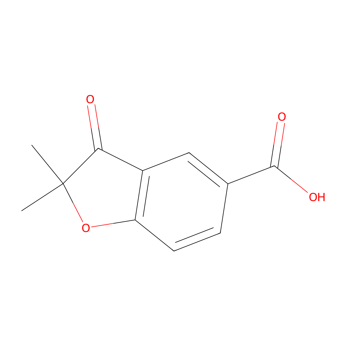 2,2-Dimethyl-3-oxo-2,3-dihydrobenzofuran-5-carboxylic acid molecular structure, CAS 103989-70-4
