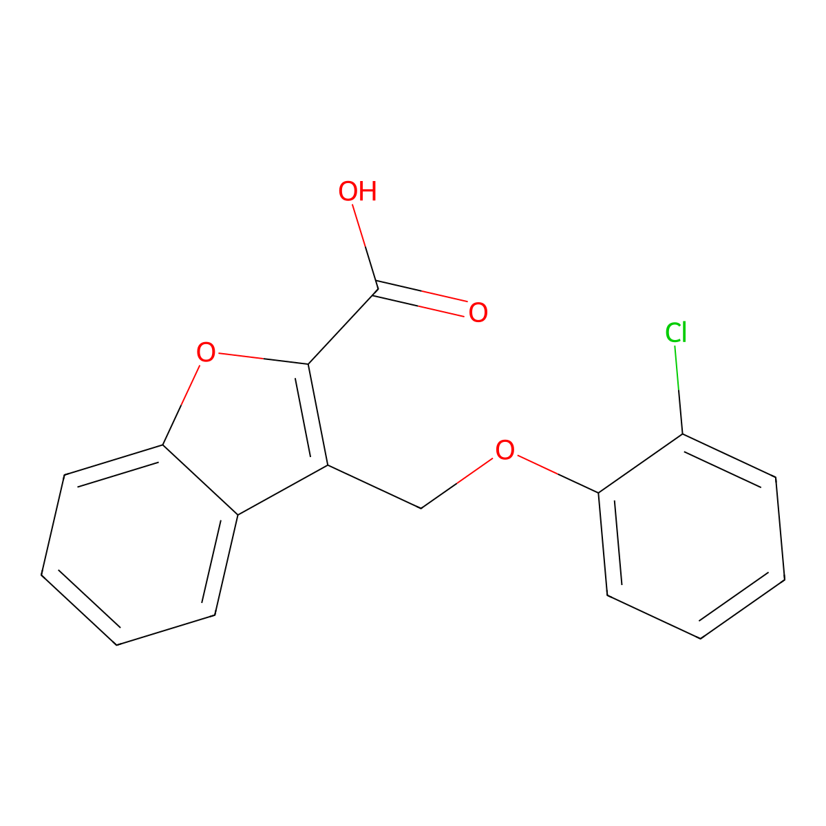 3-((2-Chlorophenoxy)methyl)-1-benzofuran-2-carboxylic acid molecular structure, CAS 1039891-11-6