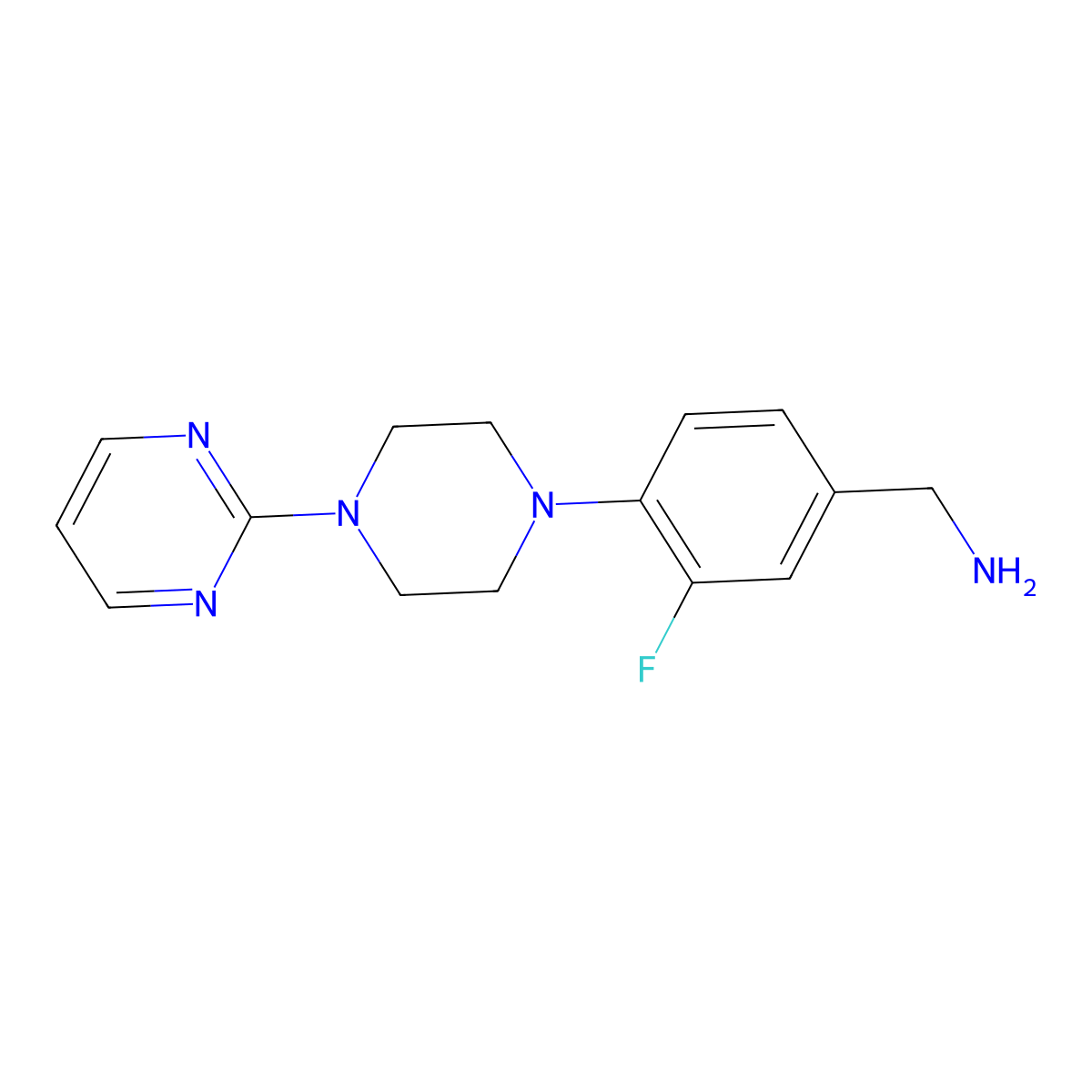 {3-Fluoro-4-[4-(pyrimidin-2-yl)piperazin-1-yl]phenyl}methanamine molecular structure, CAS 1039891-92-3