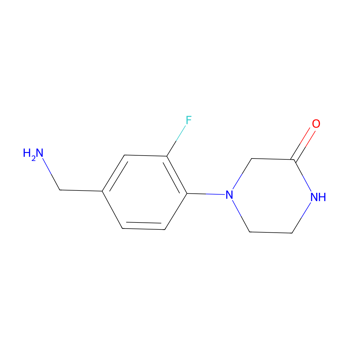 4-[4-(Aminomethyl)-2-fluorophenyl]piperazin-2-one molecular structure, CAS 1039892-68-6