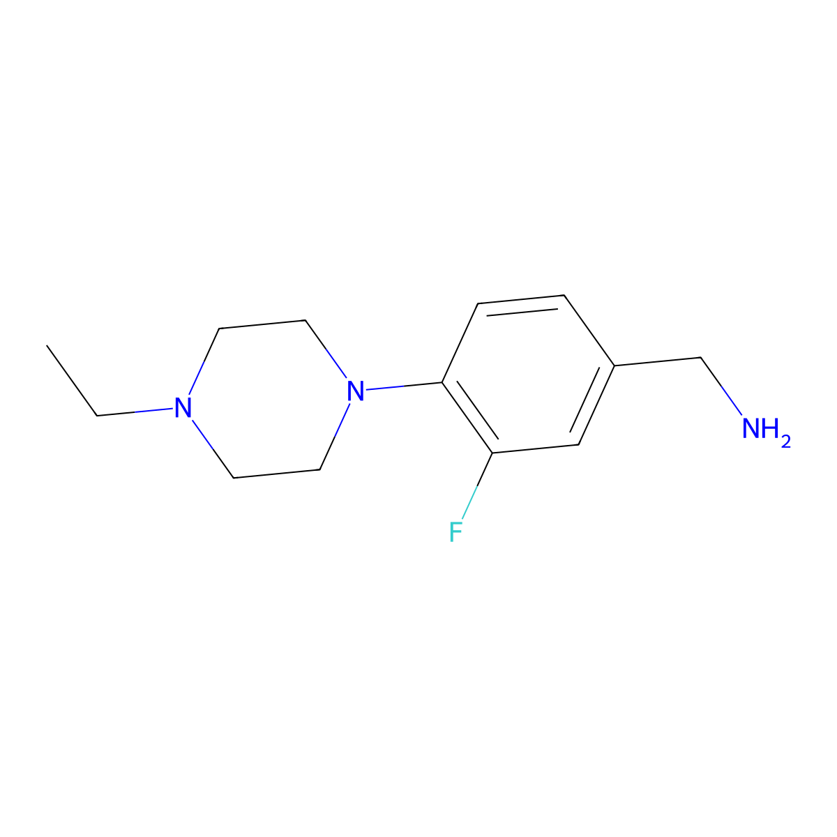 [4-(4-Ethylpiperazin-1-yl)-3-fluorophenyl]methanamine molecular structure, CAS 1039892-84-6
