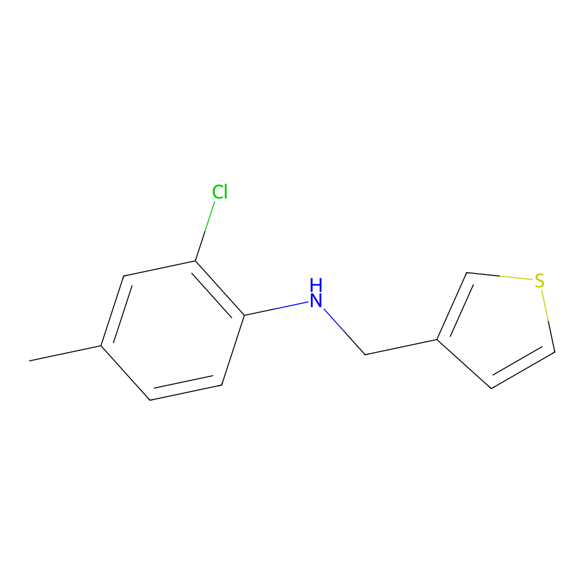 2-chloro-4-methyl-N-(thiophen-3-ylmethyl)aniline molecular structure, CAS 1039901-30-8