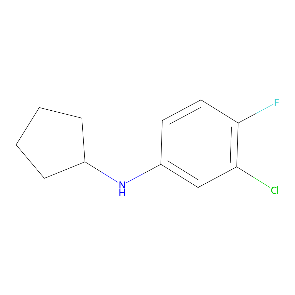 3-chloro-N-cyclopentyl-4-fluoroaniline molecular structure, CAS 1039901-64-8