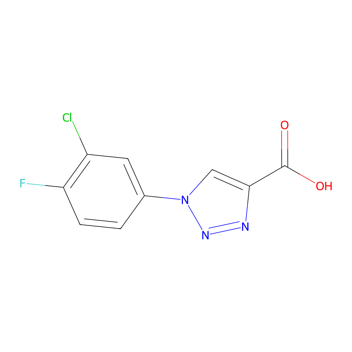 1-(3-chloro-4-fluorophenyl)-1H-1,2,3-triazole-4-carboxylic acid molecular structure, CAS 1039901-95-5