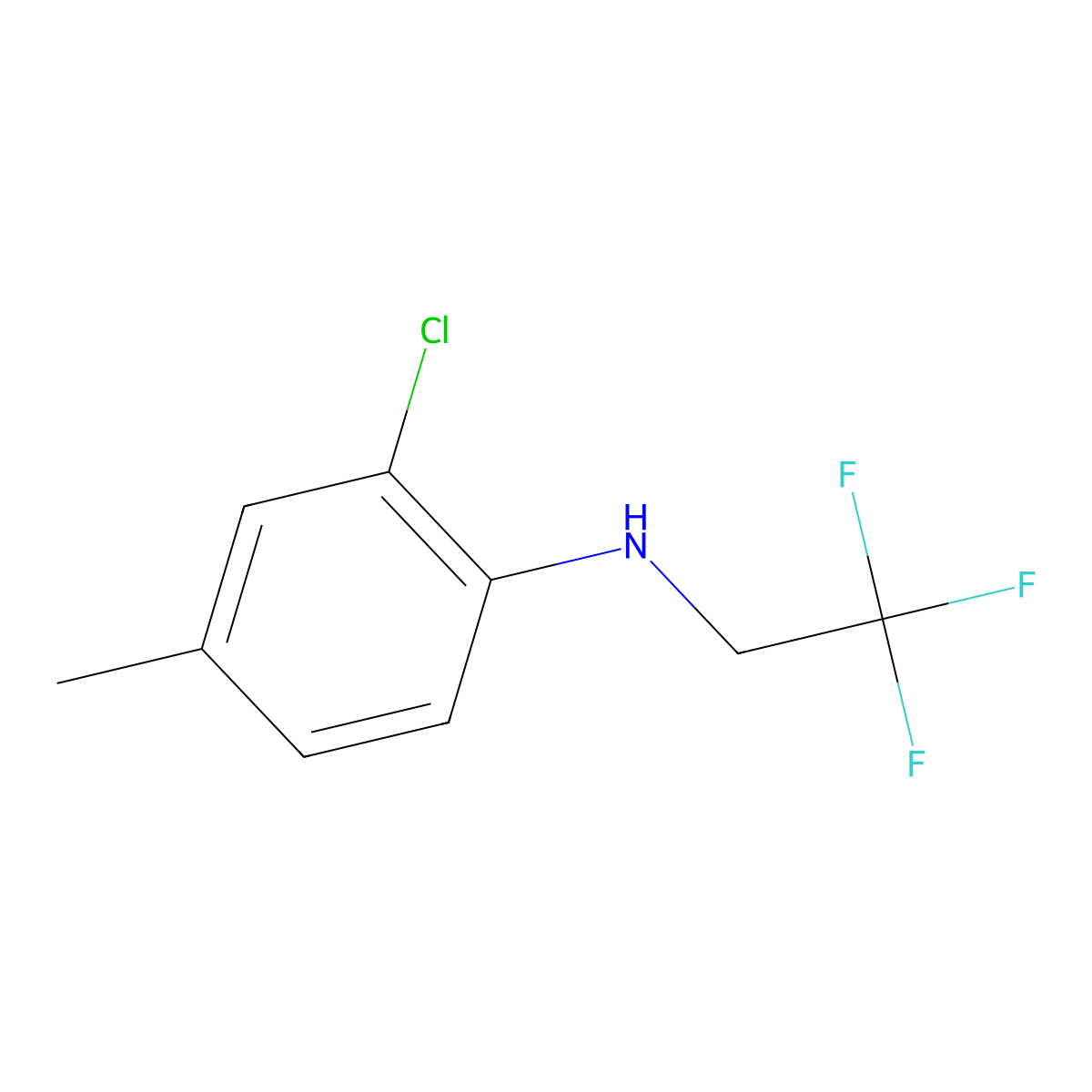 2-chloro-4-methyl-N-(2,2,2-trifluoroethyl)aniline molecular structure, CAS 1039902-37-8