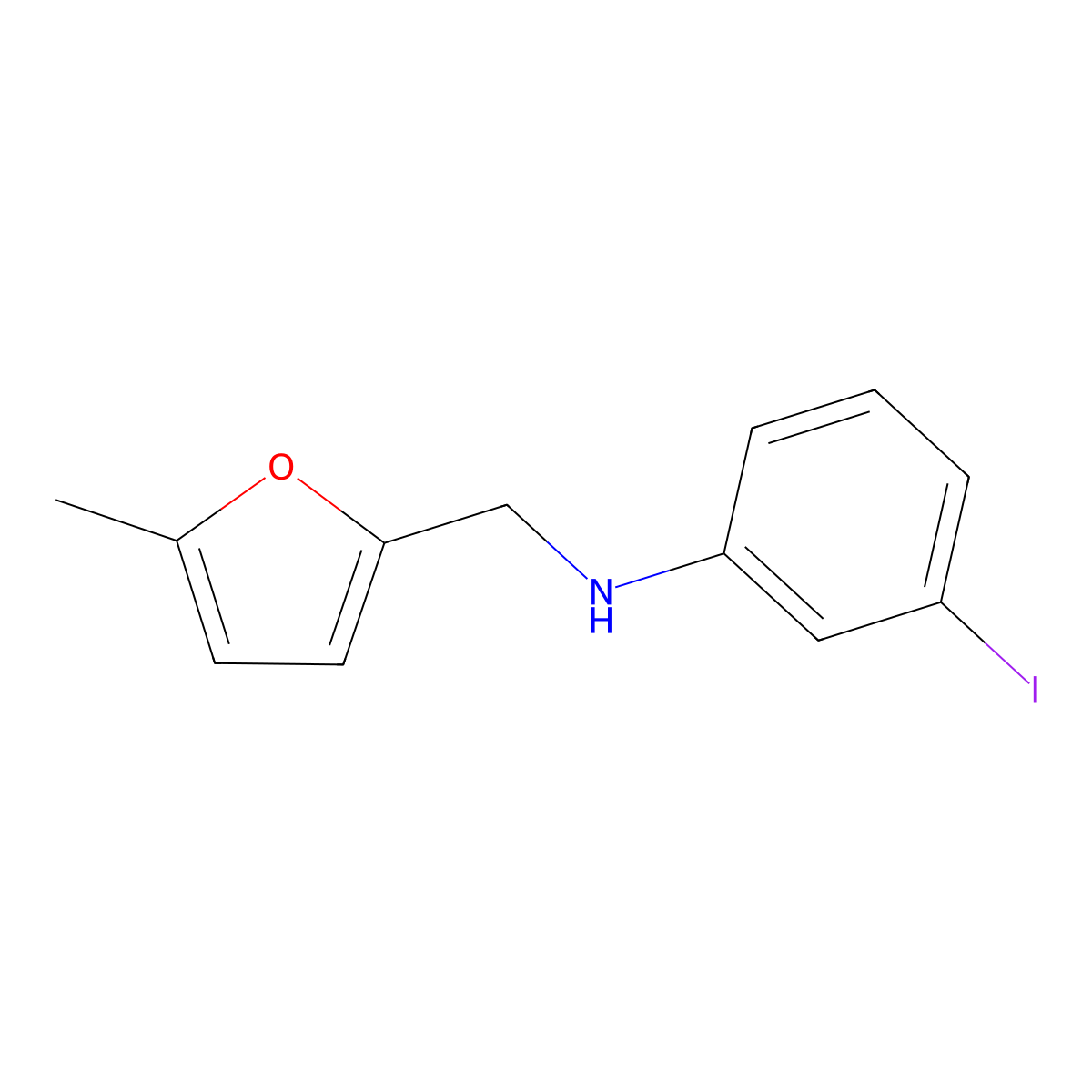 3-iodo-N-[(5-methylfuran-2-yl)methyl]aniline molecular structure, CAS 1039911-37-9