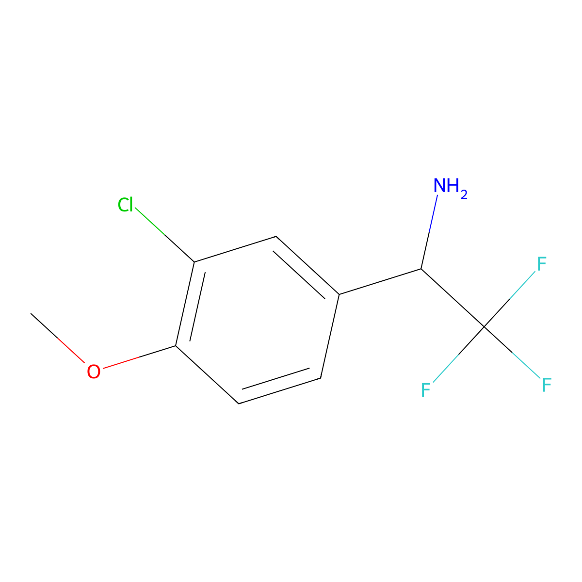 1-(3-Chloro-4-methoxyphenyl)-2,2,2-trifluoroethanamine molecular structure, CAS 1039923-43-7