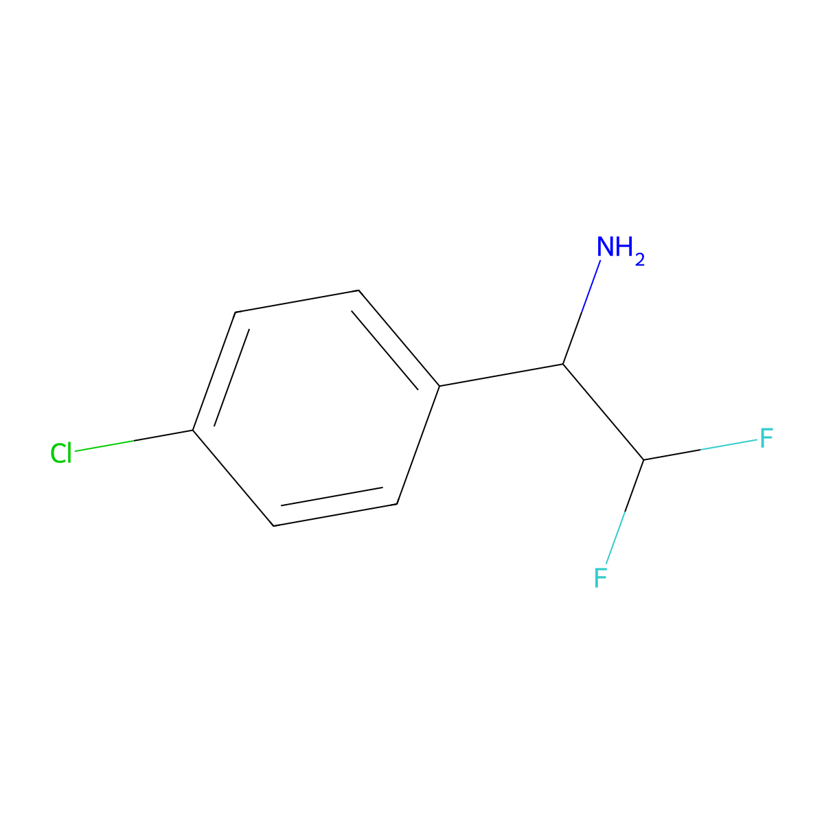 1-(4-Chlorophenyl)-2,2-difluoroethanamine molecular structure, CAS 1039926-17-4