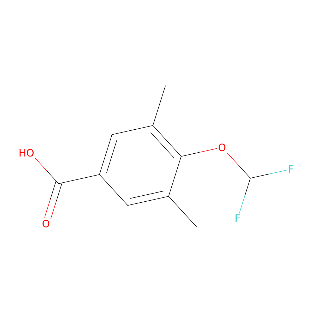 4-(Difluoromethoxy)-3,5-dimethylbenzoic acid molecular structure, CAS 1039927-58-6