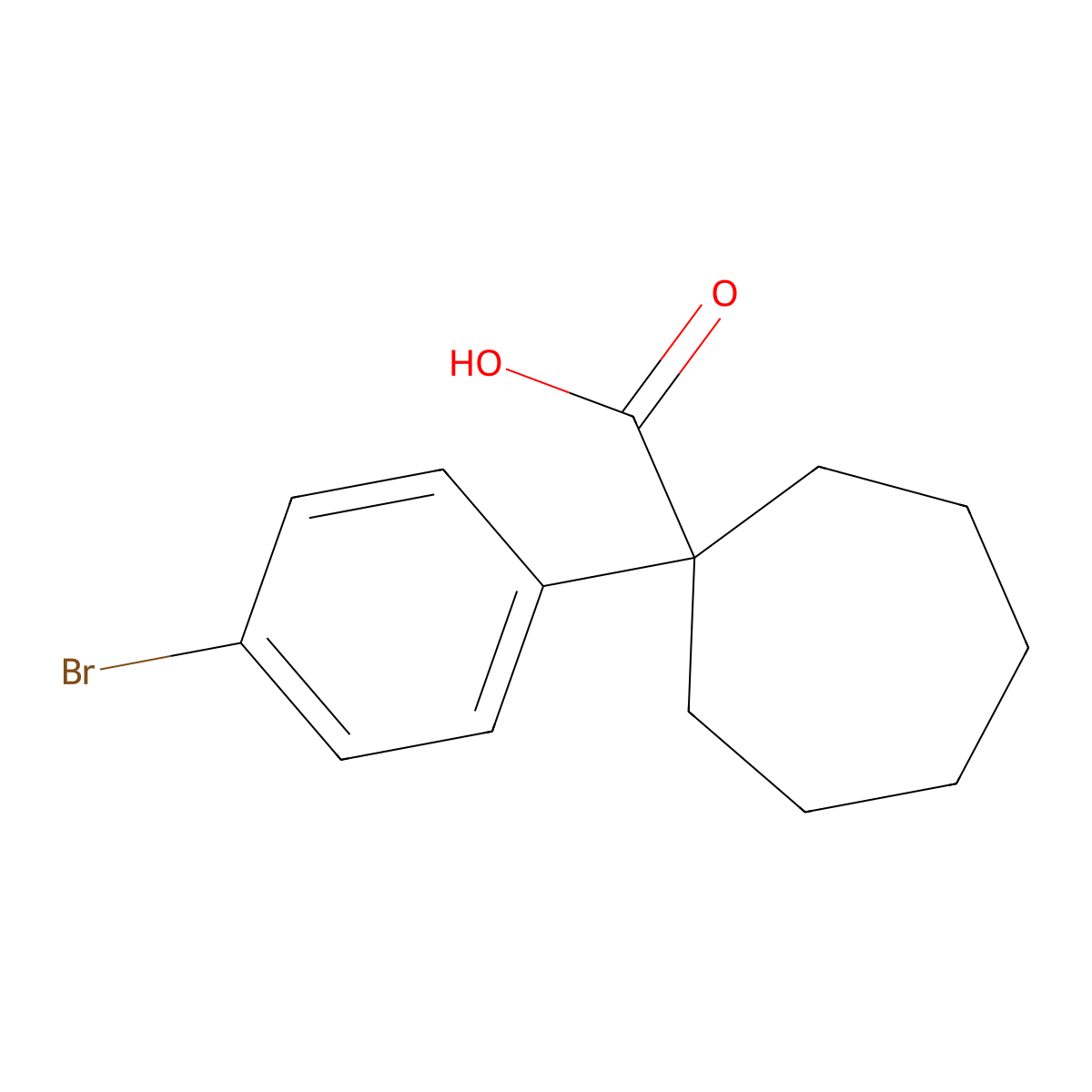 1-(4-Bromophenyl)cycloheptane-1-carboxylic acid molecular structure, CAS 1039931-40-2