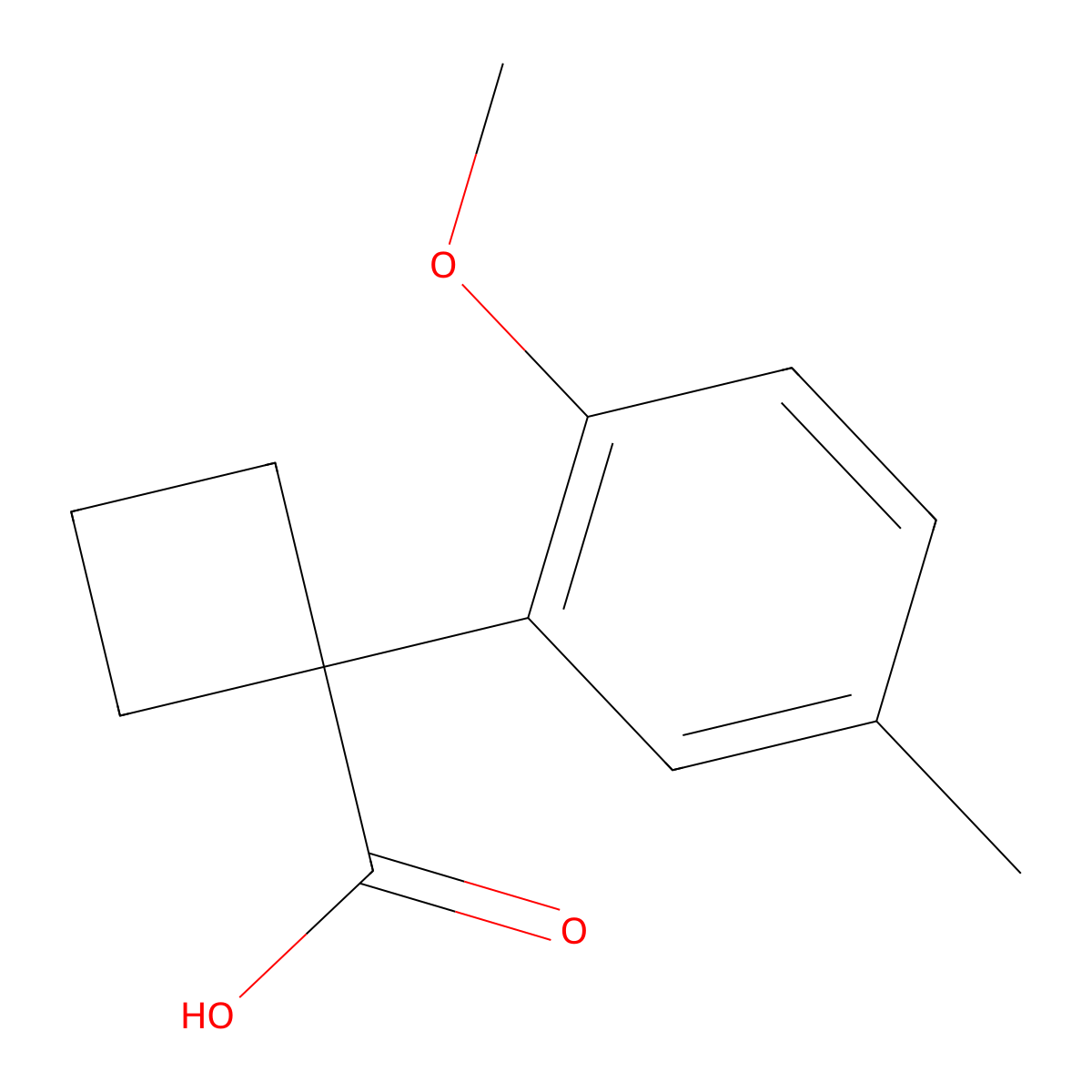 1-(2-Methoxy-5-methylphenyl)cyclobutane-1-carboxylic acid molecular structure, CAS 1039931-56-0