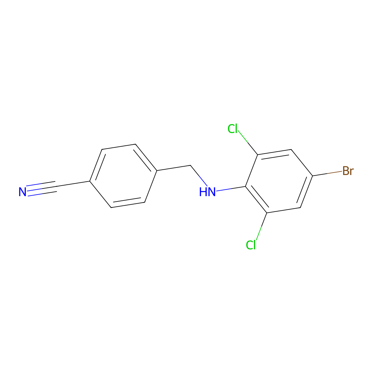 4-[(4-Bromo-2,6-dichloroanilino)methyl]benzonitrile molecular structure, CAS 1039933-72-6