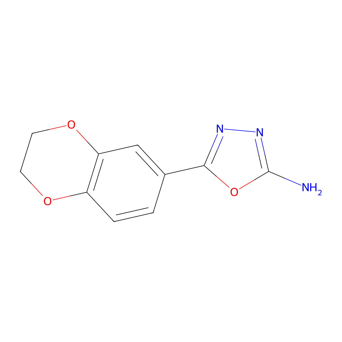 5-(2,3-Dihydro-1,4-benzodioxin-6-yl)-1,3,4-oxadiazol-2-amine molecular structure, CAS 1039933-90-8