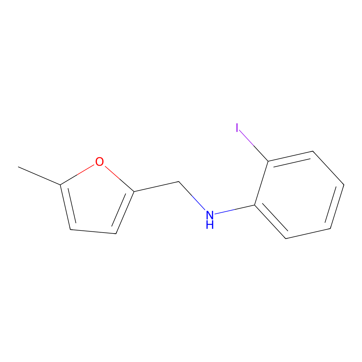 2-iodo-N-[(5-methylfuran-2-yl)methyl]aniline molecular structure, CAS 1039934-22-9