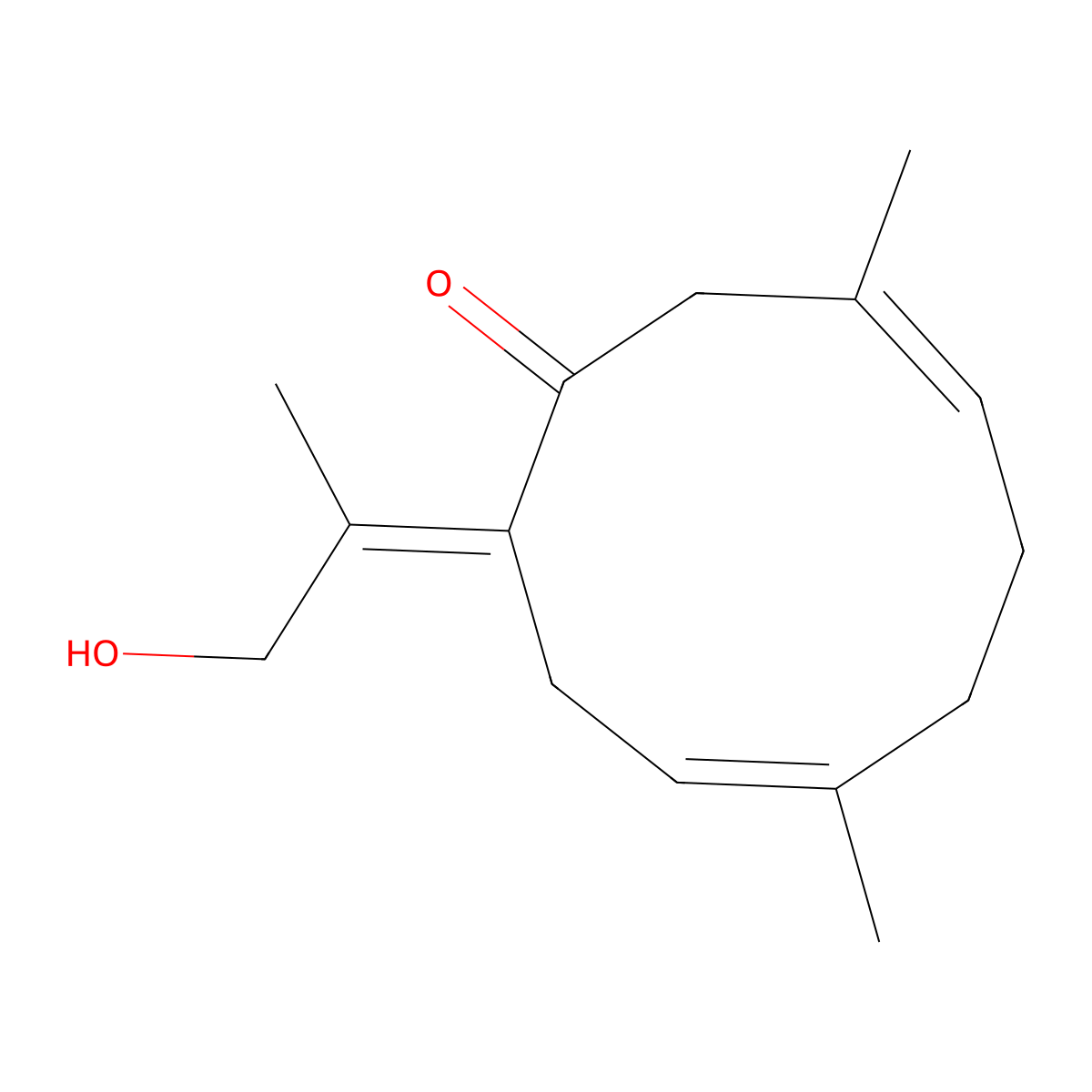 10-(1-Hydroxypropan-2-ylidene)-3,7-dimethylcyclodeca-3,7-dien-1-one molecular structure, CAS 103994-29-2