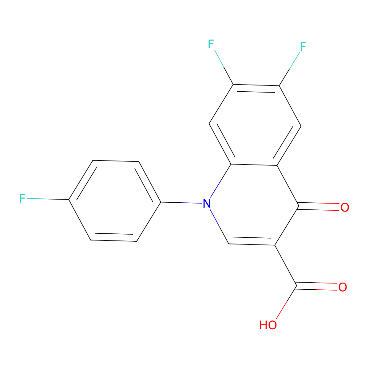 6,7-Difluoro-1-(4-fluorophenyl)-4-oxo-1,4-dihydroquinoline-3-carboxylic acid molecular structure, CAS 103994-99-6