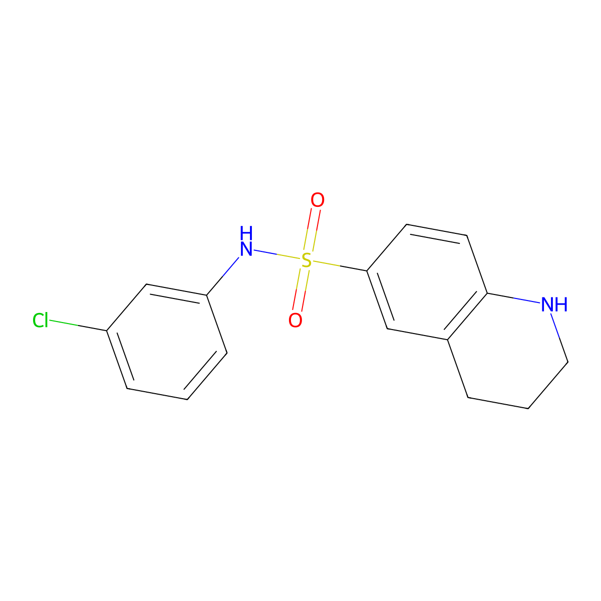 N-(3-chlorophenyl)-1,2,3,4-tetrahydroquinoline-6-sulfonamide molecular structure, CAS 1039942-73-8
