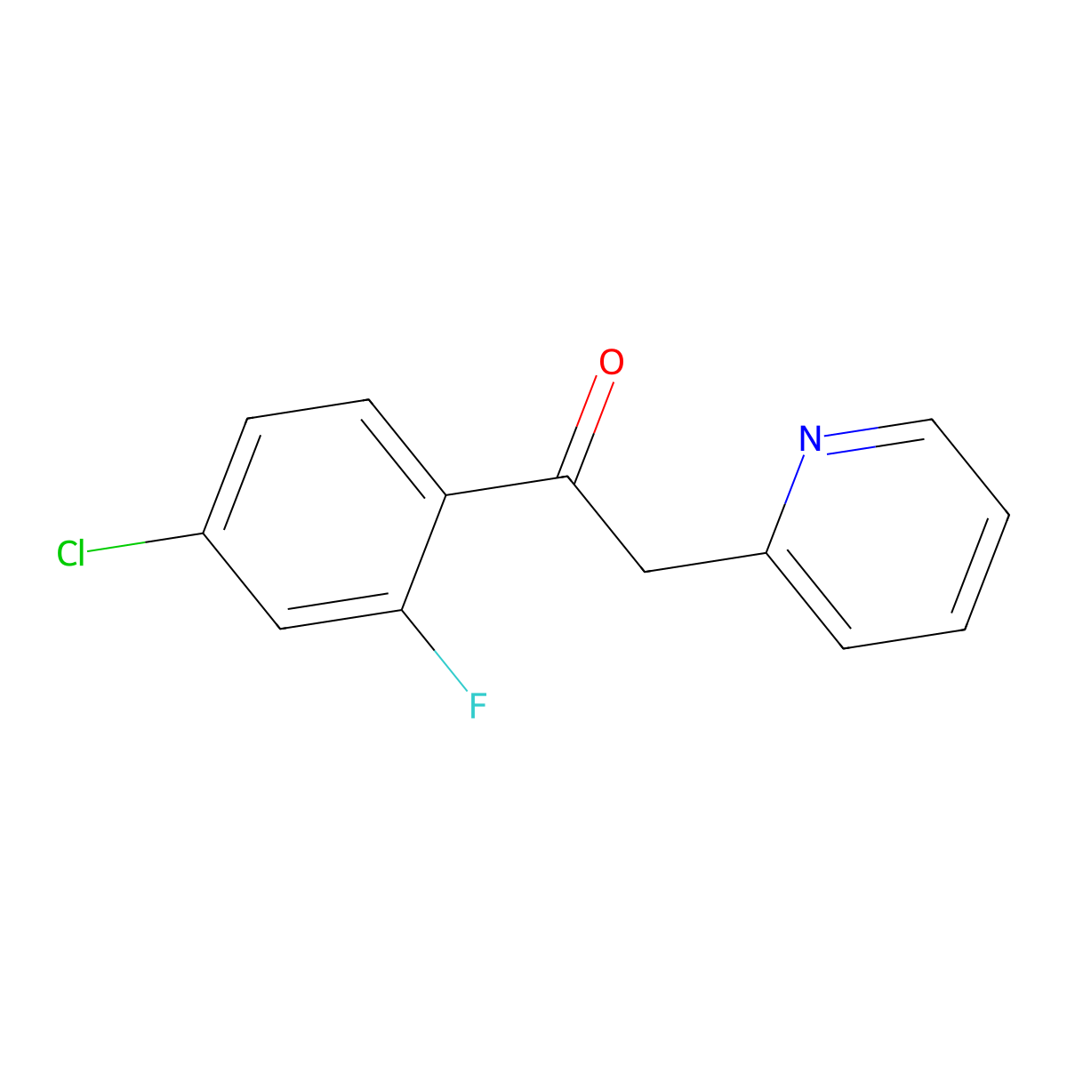 1-(4-Chloro-2-fluorophenyl)-2-(pyridin-2-yl)ethan-1-one molecular structure, CAS 1039946-66-1