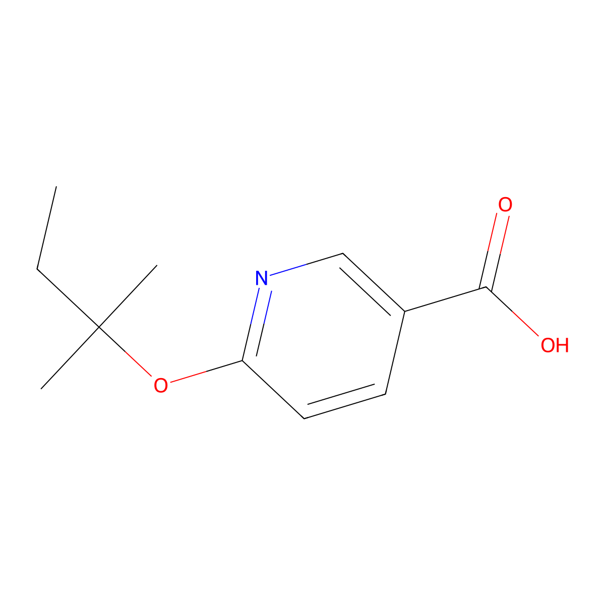 6-(1,1-Dimethylpropoxy)-3-pyridinecarboxylic acid molecular structure, CAS 1039951-20-6