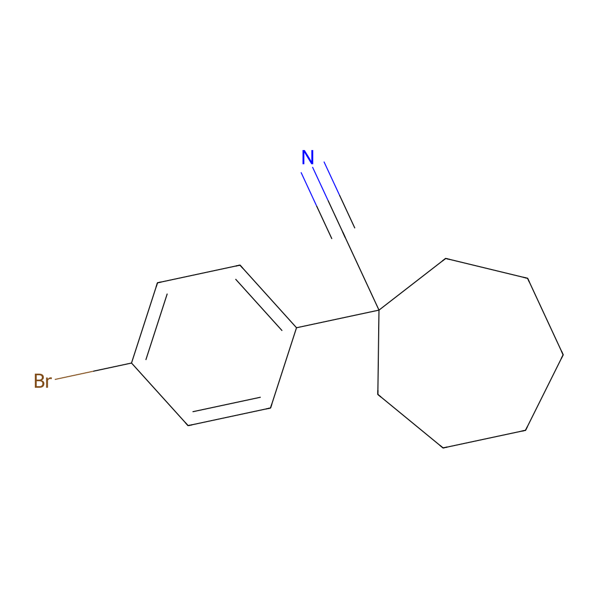 1-(4-Bromophenyl)cycloheptane-1-carbonitrile molecular structure, CAS 1039951-26-2