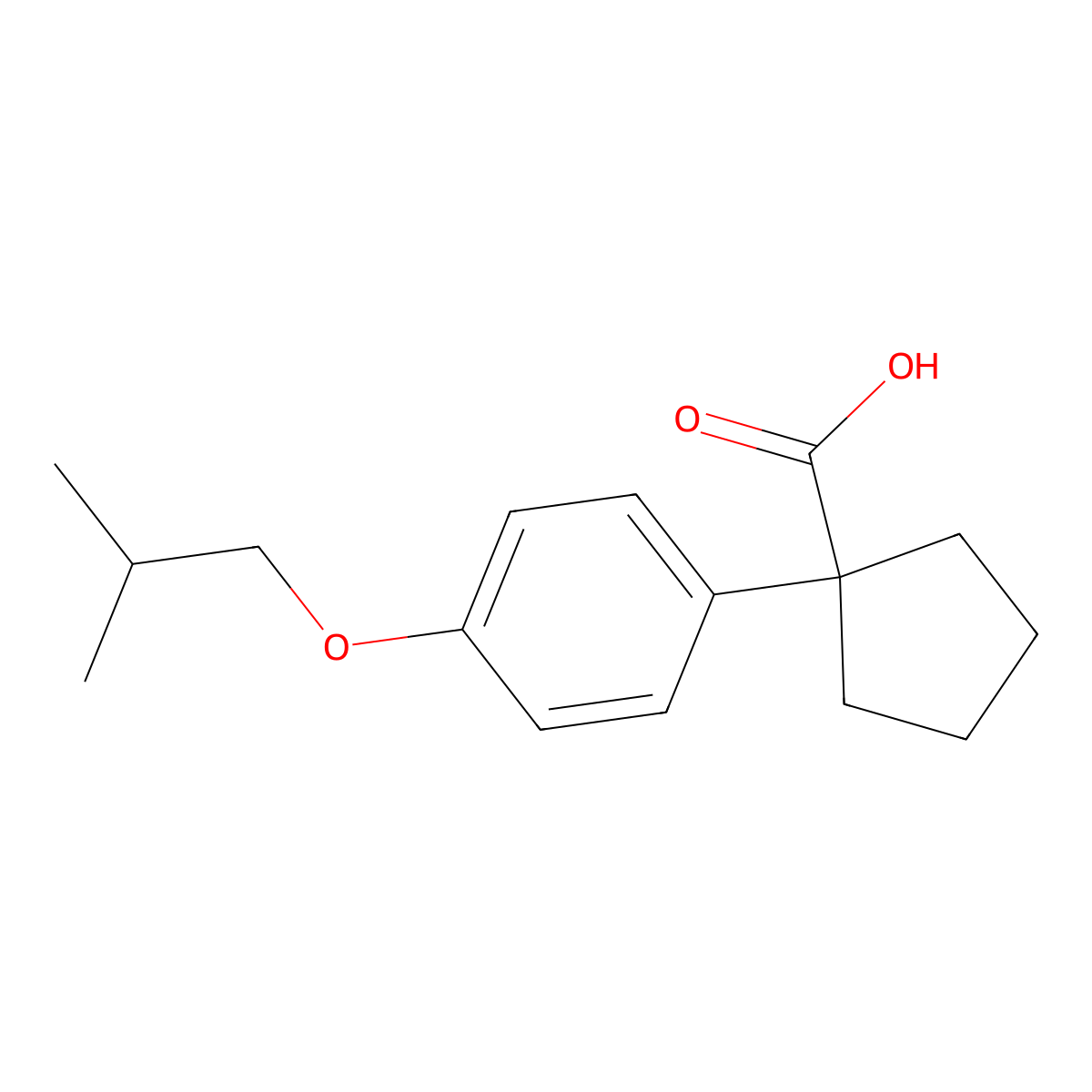 1-[4-(2-Methylpropoxy)phenyl]cyclopentane-1-carboxylic acid molecular structure, CAS 1039952-52-7