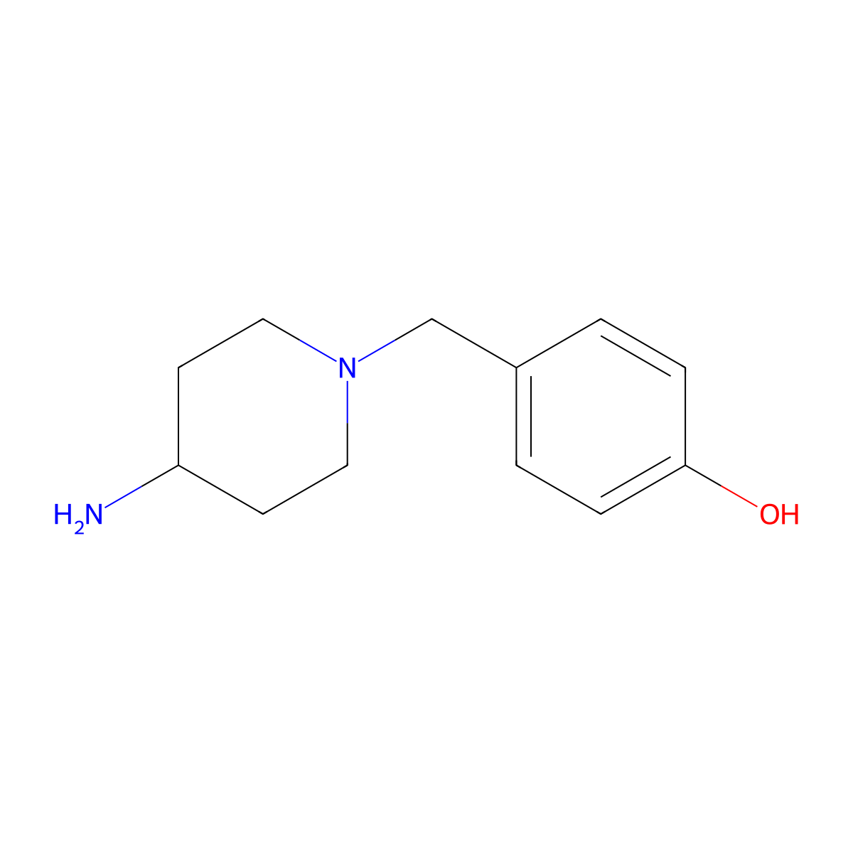 4-((4-Aminopiperidin-1-yl)methyl)phenol molecular structure, CAS 1039955-07-1