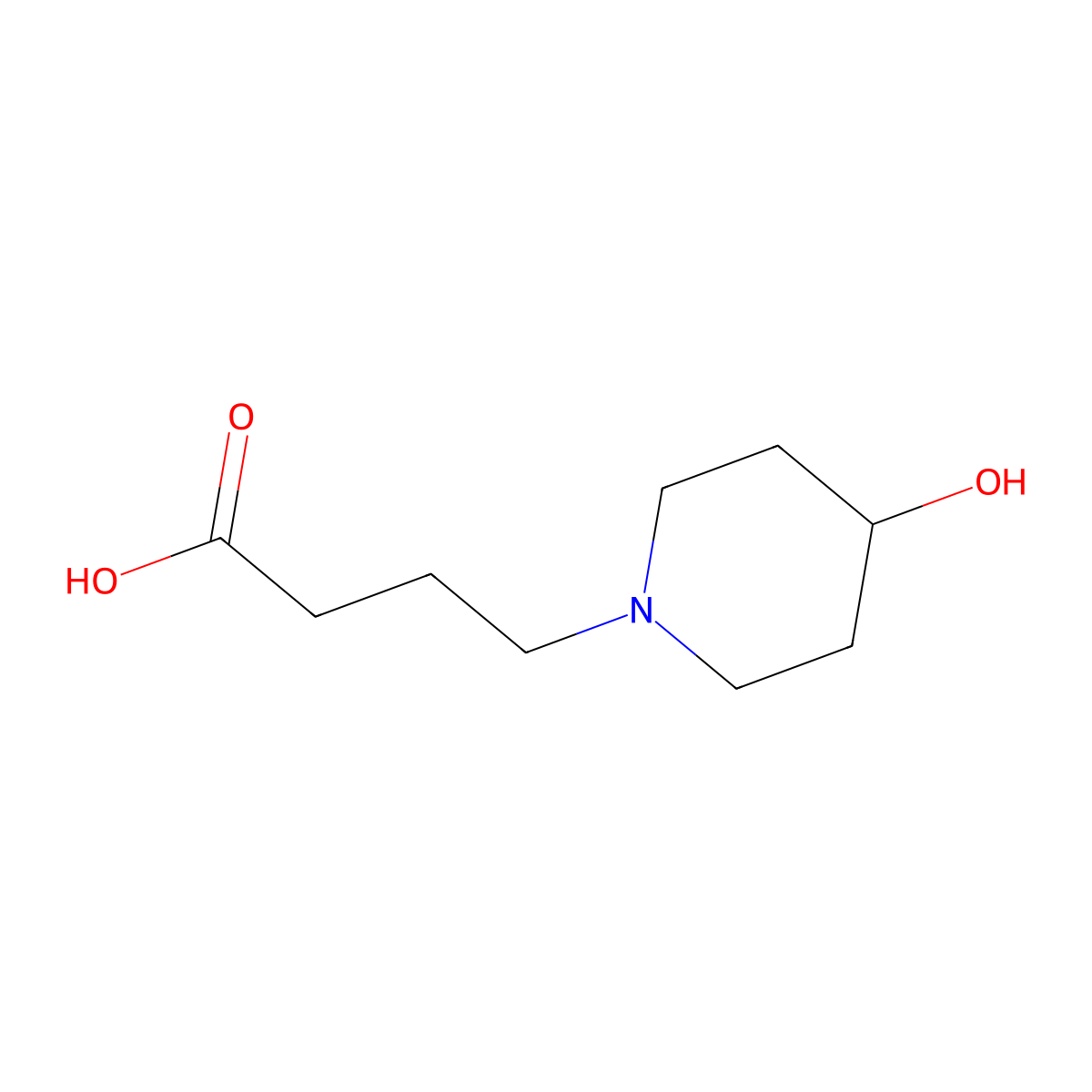 4-(4-Hydroxypiperidin-1-yl)butanoic acid molecular structure, CAS 1039957-36-2