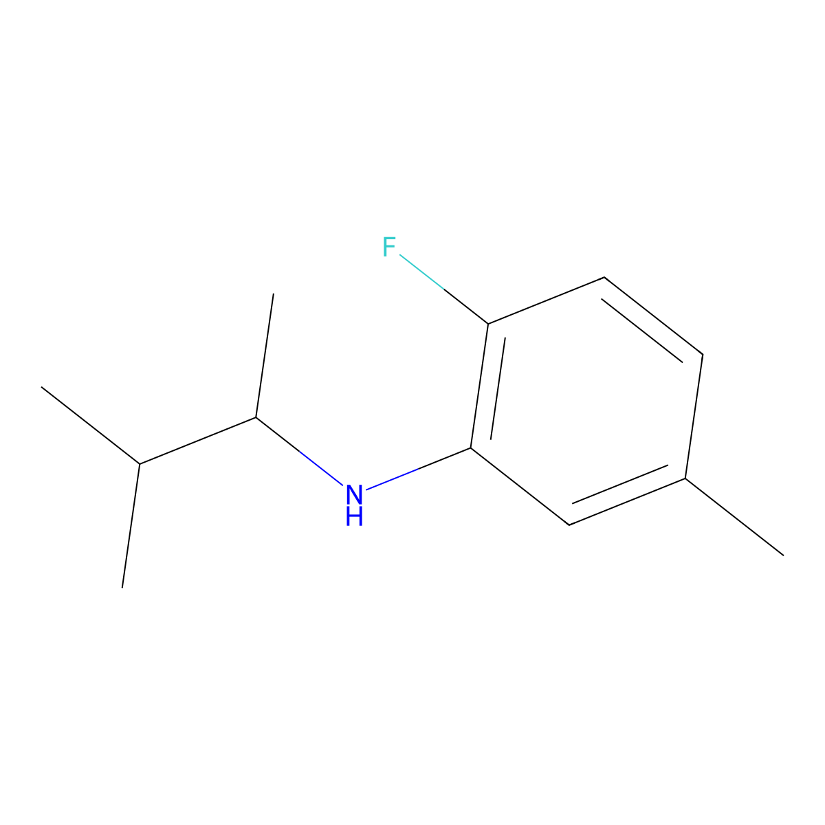 2-fluoro-5-methyl-N-(3-methylbutan-2-yl)aniline molecular structure, CAS 1039957-75-9