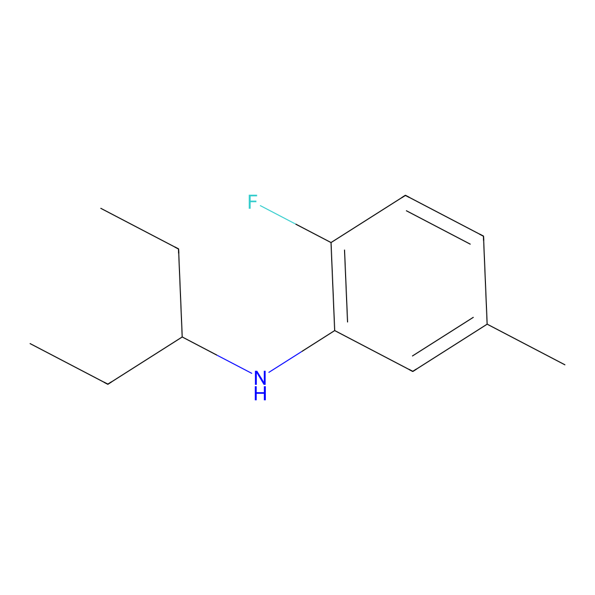 2-fluoro-5-methyl-N-(pentan-3-yl)aniline molecular structure, CAS 1039957-93-1